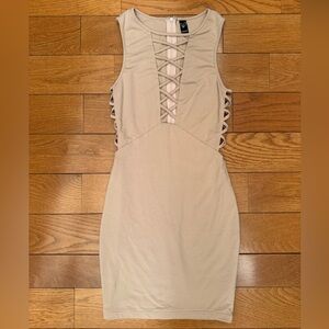 Windsor Beige Lace-Up Backless Dress
